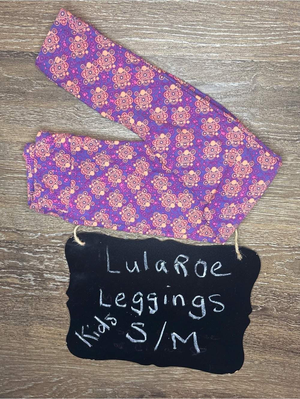 LuLaRoe Kids Purple & Pink Geometric Leggings